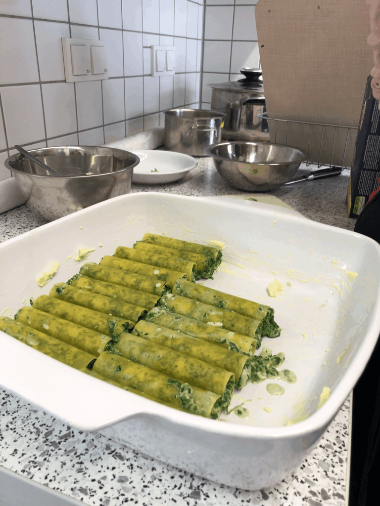 Cannelloni mit Ricotta-Spinatfüllung als Geschmacksentwicklung bei Kindern in Kita und Schulen